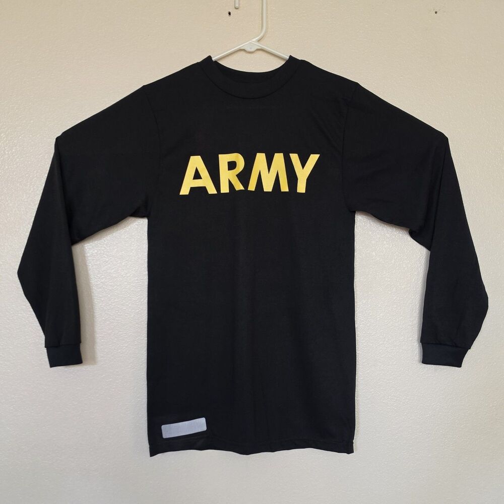 US Army Black Long Sleeve APFU XS T-Shirt Athlete's Physical Fitness Uniform